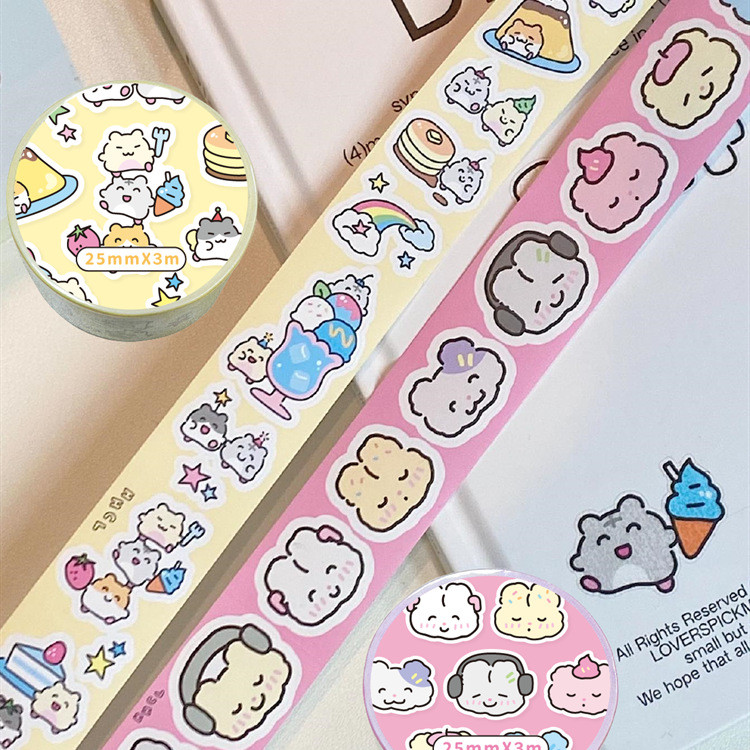 

Korean Cute Graffiti Small Animals Decoration Tape Handbook Scrapbooking Collage Material Die-cut Sticker Roll School Stationery