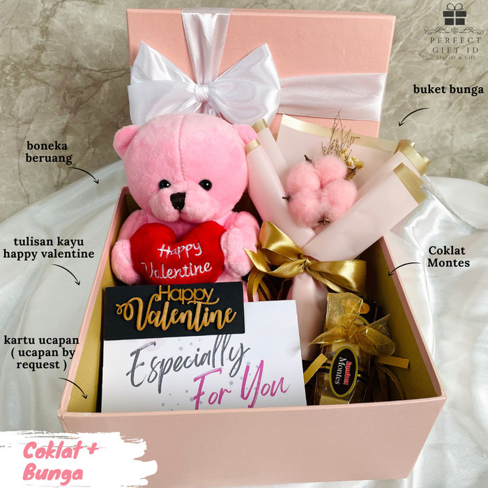 

Hadiah Valentine Kado Ultah Valentine Gift Romantis - Coklat + Bunga, Love You