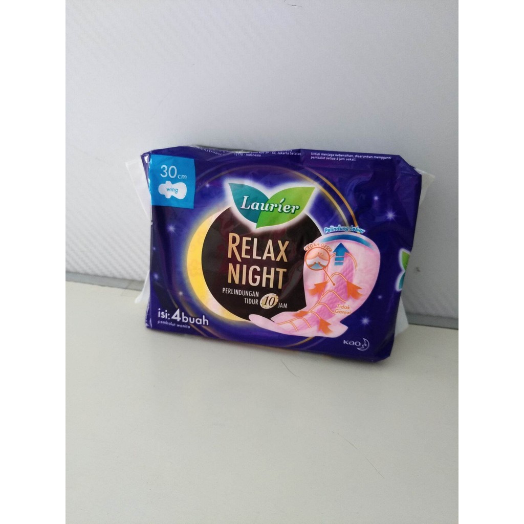 Pembalut wanita laurier relax night 30cm wing isi 4 buah