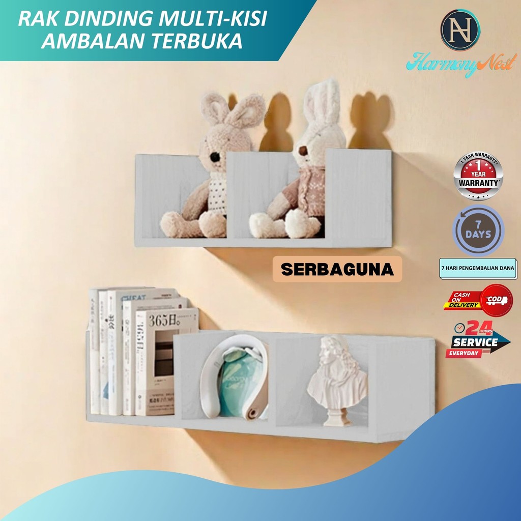 HarmonyNest - Rak Hiasan Dinding Multi-kisi Kekinian Tempat Buku Mug Bingkai Foto Mainan Toples Deko