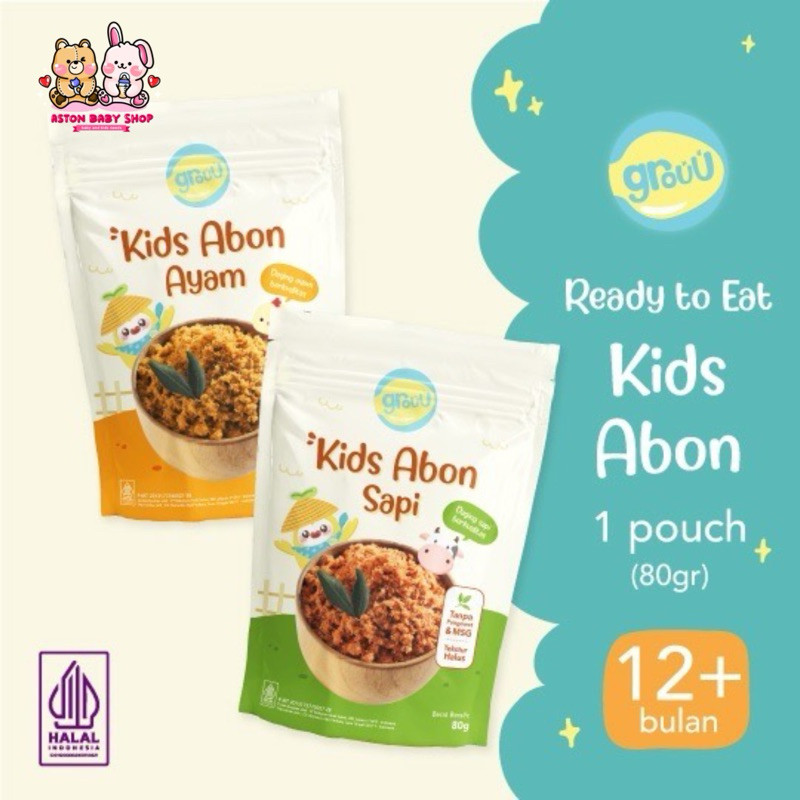 

Grouu Kids Abon Ayam/Sapi POUCH 80gr / Abon Anak 1 Tahun Ke Atas