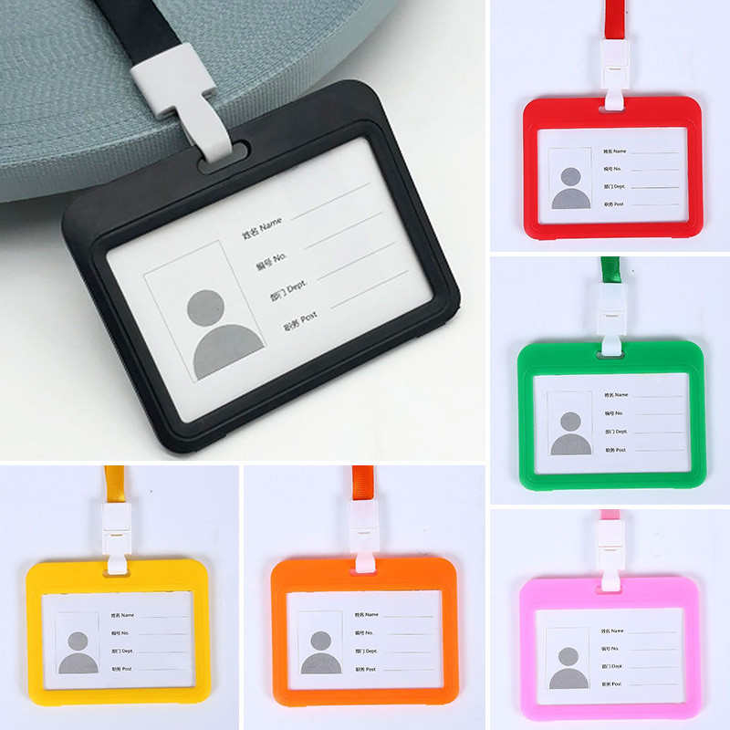 

Color Plastic Transparent Card Set Work Double-sided Transparent Badge Can Bring Lanyard Work Card Student School Card