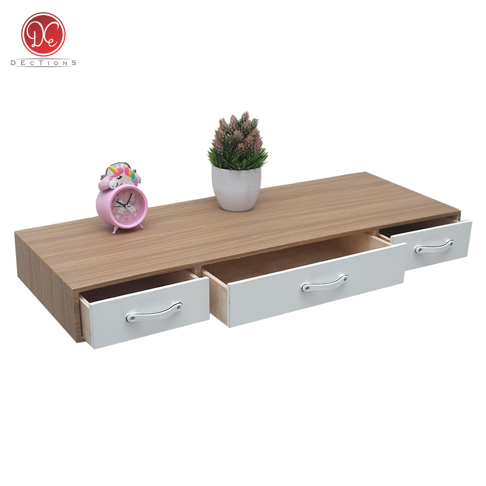 Dections Meja Laci Minimalis Gantung 80x30cm Meja Rias Tempel Dinding 3 Penyimpanan Aesthetic