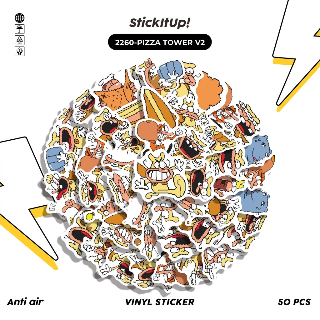 

COD✨ 50 Pcs Stiker Pack PIZZA TOWER V2 Lucu Aesthetic Vynil Waterproof untuk Freebies Sticker Buku Journal Casing HP Laptop