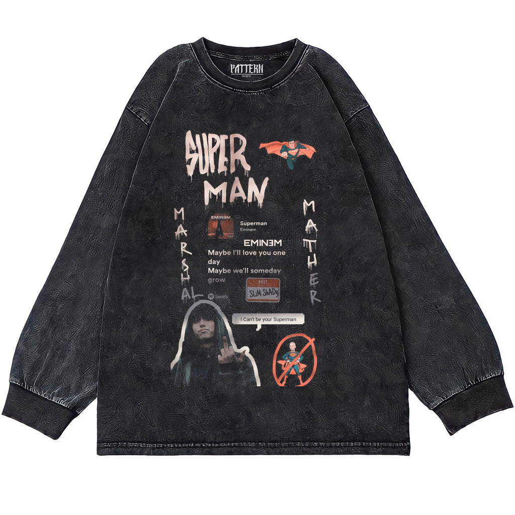 Patternmerch "eminem superman marshal mather" Oversize T-Shirt | Longsleeve Oversized | washing tee 