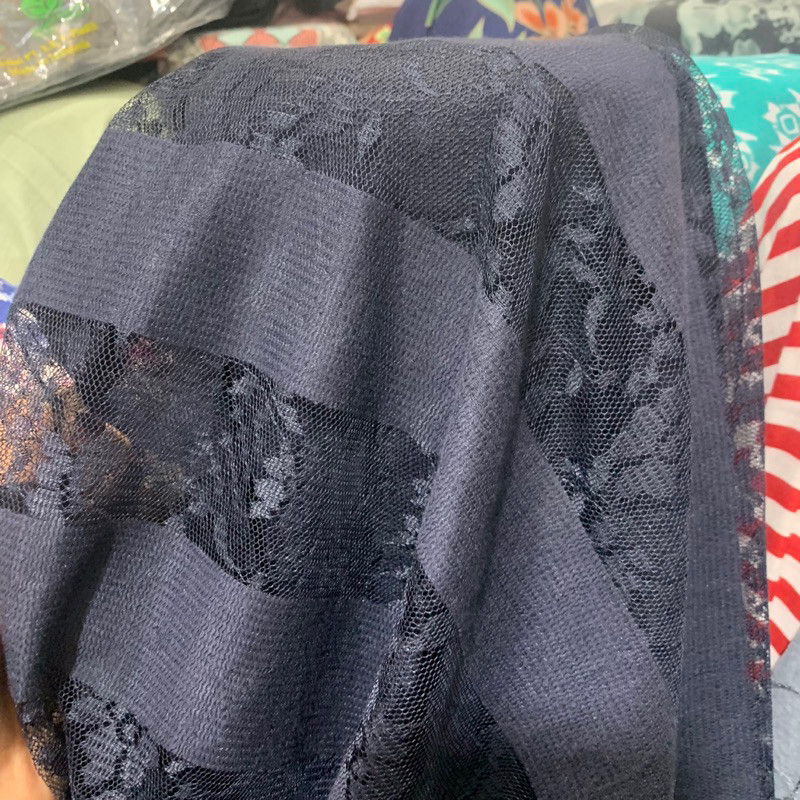 kain brokat stripe - kain brukat antik navy - brukat stripe salur