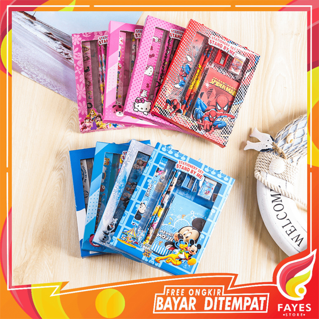 

FAYES COD Alat Tulis Set 6 in1 Karakter / Stationery Notebook Pen / Paket Buku & Alat Tulis STY04
