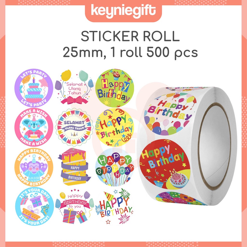 

Premium Label 500pc Sticker Roll Birthday Event Dekorasi Segel Packaging Stiker Hiasan SS001