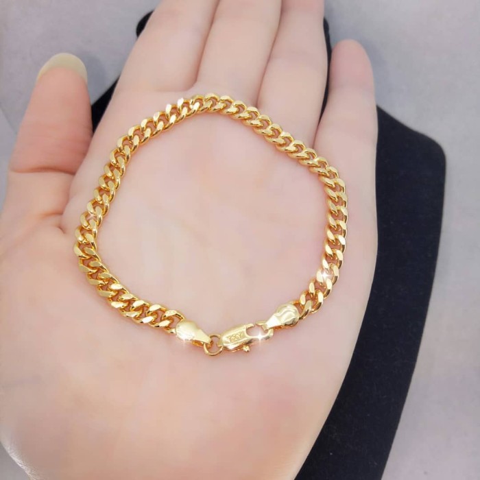 Gelang Rantai Wanita Model Emas Asli Anti Karat dan Anti Luntur - Rose Gold22k