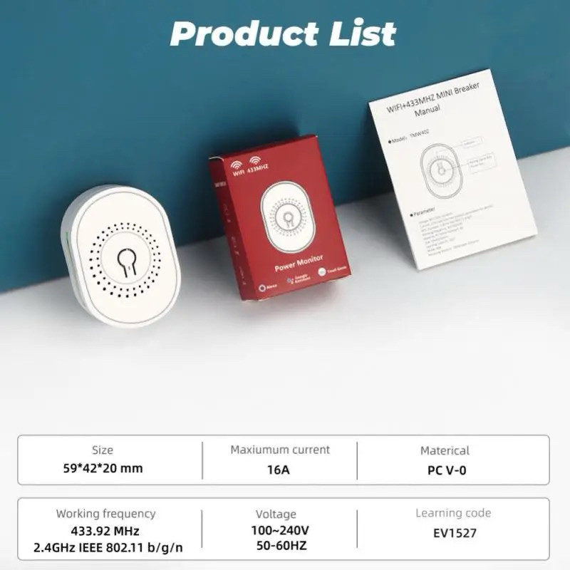 Tuya Wifi + RF 433 Mhz Smart Switch 16A Smart Life Breaker Alexa Home RF433