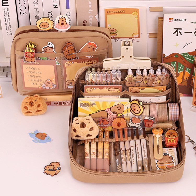 

[HARU] 12 Compartments Canvas Pencil Case Tempat Penyimpanan Alat Tulis Kotak Pensil Pouch Serbaguna Tentengan Lucu