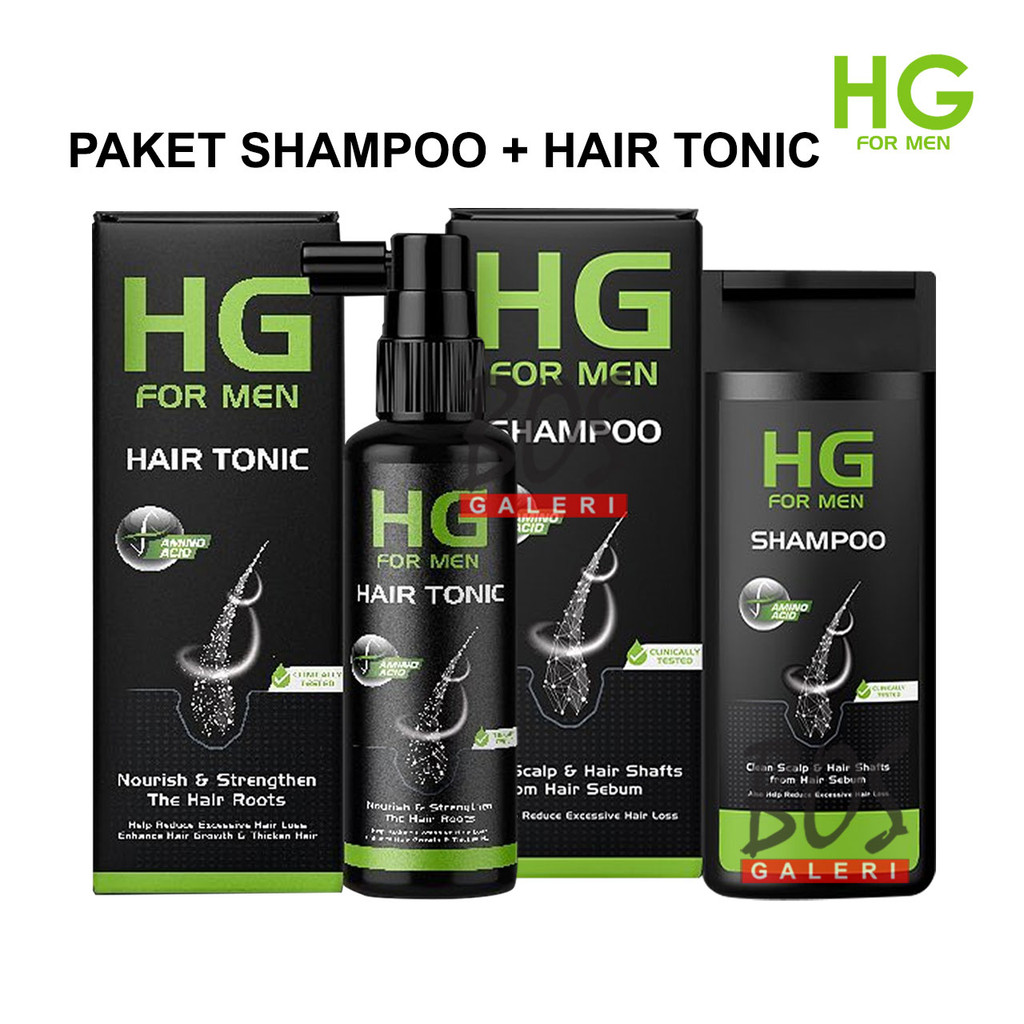 HG PAKET Rambut Rontok Pria Shampoo + Hair Tonic For Men