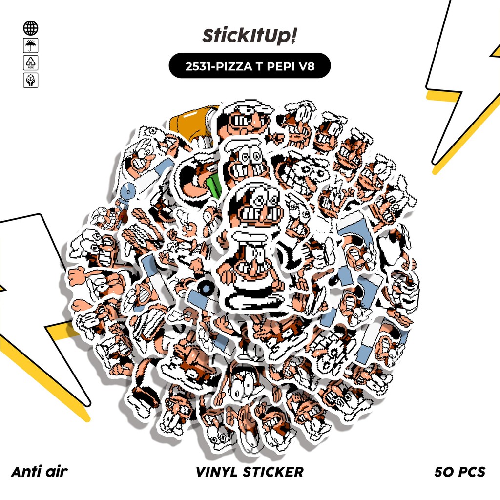 

COD✨ 50 Pcs Stiker Pack PIZZA T PEPI V8 Lucu Aesthetic Vynil Waterproof untuk Freebies Sticker Buku Journal Casing HP Laptop