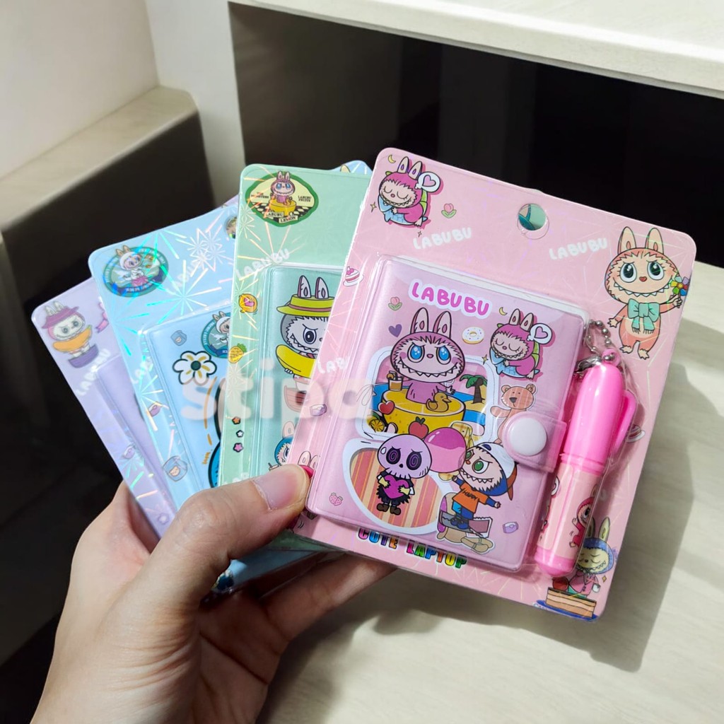 

STIPA Set Buku Diary + Pena Karakter Labubu Mini Notebook Notes Diari Ballpoint Pulpen Pen Motif ATK Alat Tulis Sekolah Kantor DEPNE
