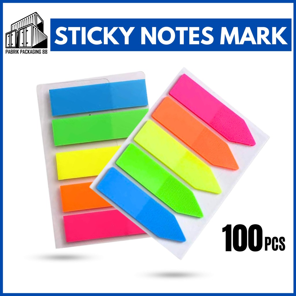 

Sticky Notes Memo Mark Panah Persegi Polos Penanda Pengingat Kertas Buku Tempel 100 Lembar Perlengkapan Kantor Sekolah ATK Note Pad