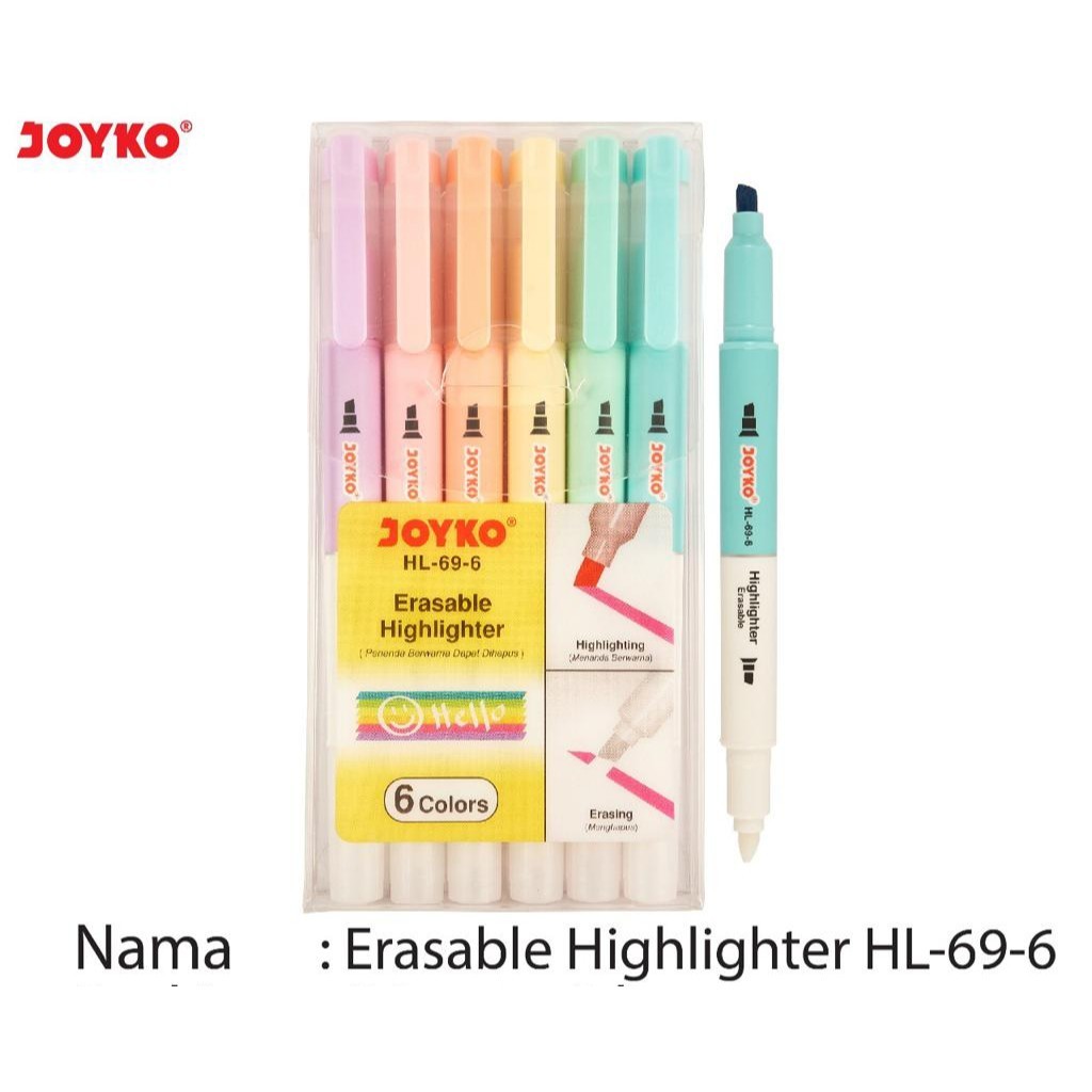 

Highlighter Penanda Bisa Dihapus Joyko Erasable Highlighter Hl-69-6