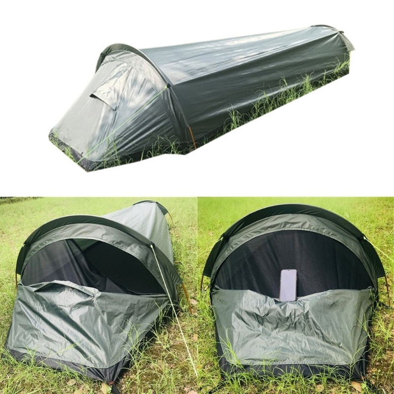 Bivy Tent, Single Person Sleeping Backpacking Bivvy Tent Watertight Survival Sleeping Bag Camping Bi