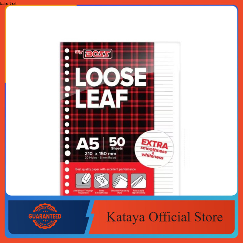 Loose Leaf Big Boss A5 /  B5 , 20 Holes - Garis isi 50 Lembar