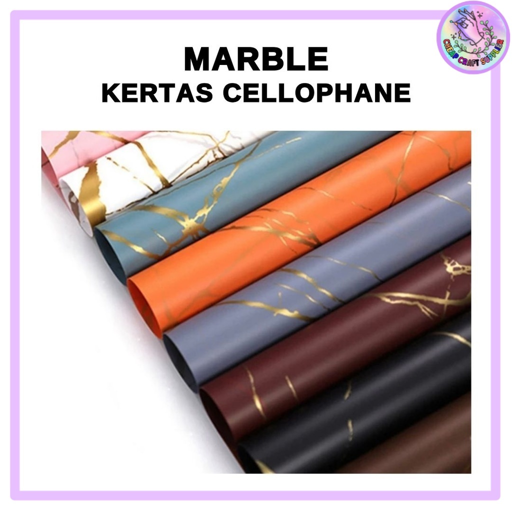 

(5 LEMBAR) Flower Wrapping MARBLE Cellophane / Kertas Buket Bunga