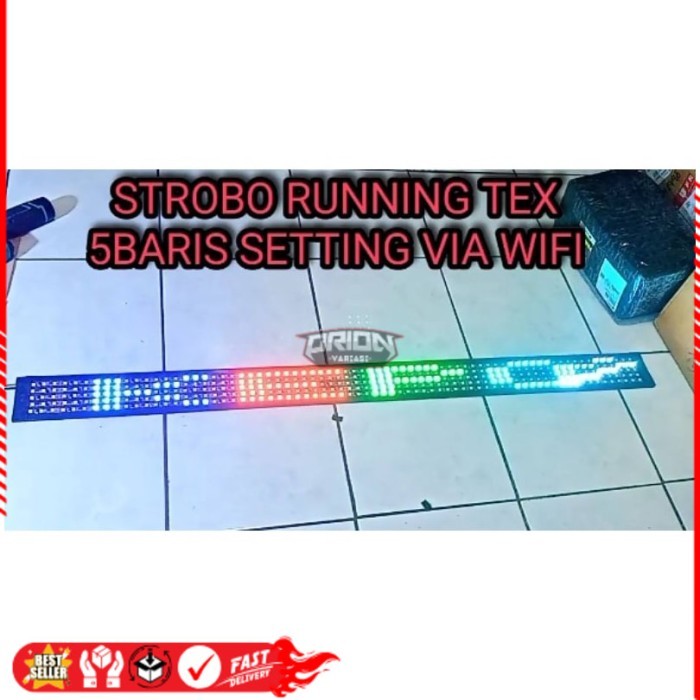 Lampu Kaca Led Strobo Text RGB 140cm 5Baris 12/24VoltOri Ori