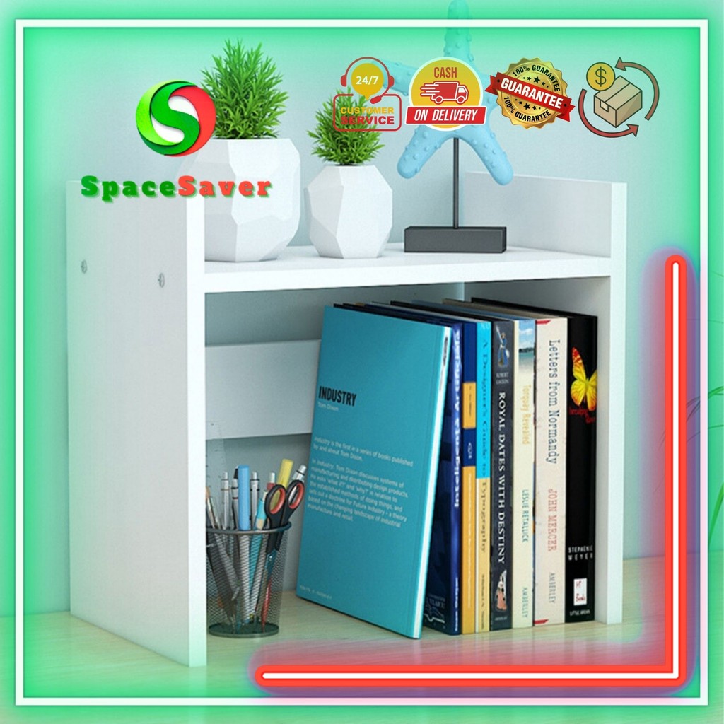 SpaceSaver - Rak Meja Mini Buku Modern Minimalis 2 Warna untuk Penyimpanan Buku Novel Barang Aesthet