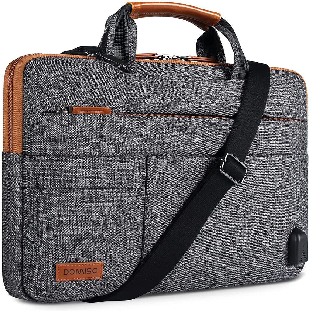 

DOMISO 10",13",14",156",17" Inch Multi-Functional Laptop Sleeve Business Briefcase Messenger Bag with USB Charging Port