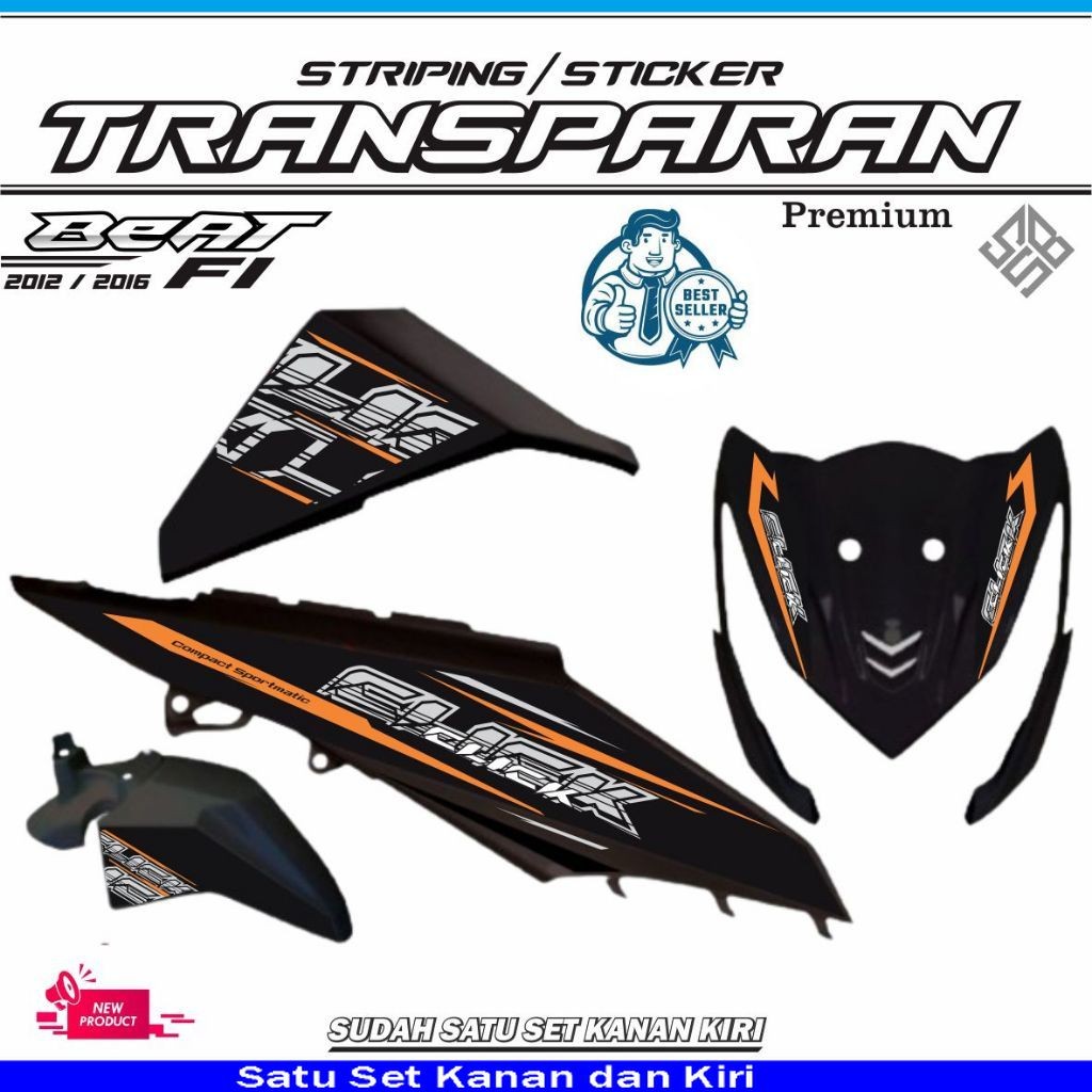 VARIASI STIKER STRIPING TRANSPARAN BEAT FI versi CLICK VARIASI