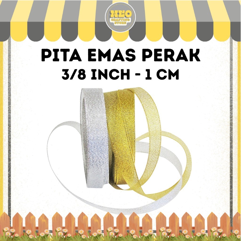 

Pita Emas Perak 3/8 Inch (1 Cm) // Pita Glitter