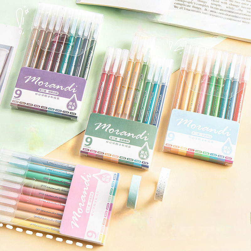 

davedesign #ST192 PULPEN GEL SET PREMIUM IMPORT 9 IN 1 MORANDI TIP JARUM 0.5MM PENA DIY ANAK SEKOLAH SD SMP SMA SMK PENA KREATIF BOLPOIN GEL WARNA PASTEL METALIC ART PAINTING GEL PEN