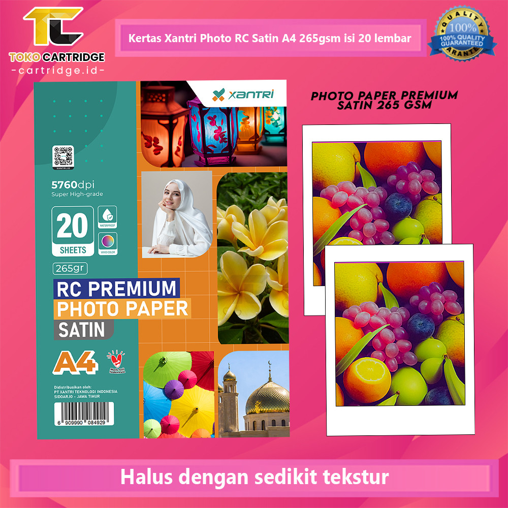 

Kertas Xantri Photo / Foto RC Rough Glossy Wove Satin Resin Coated Paper A4 4R 265gsm isi 20 lembar / 100 Lembar
