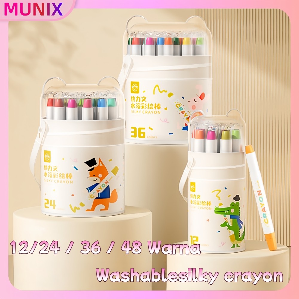 

Krayon Anak 12-48 Warna-Aman&Tidak Kotor-Washable+Non Toxic untuk SD COD/Ready