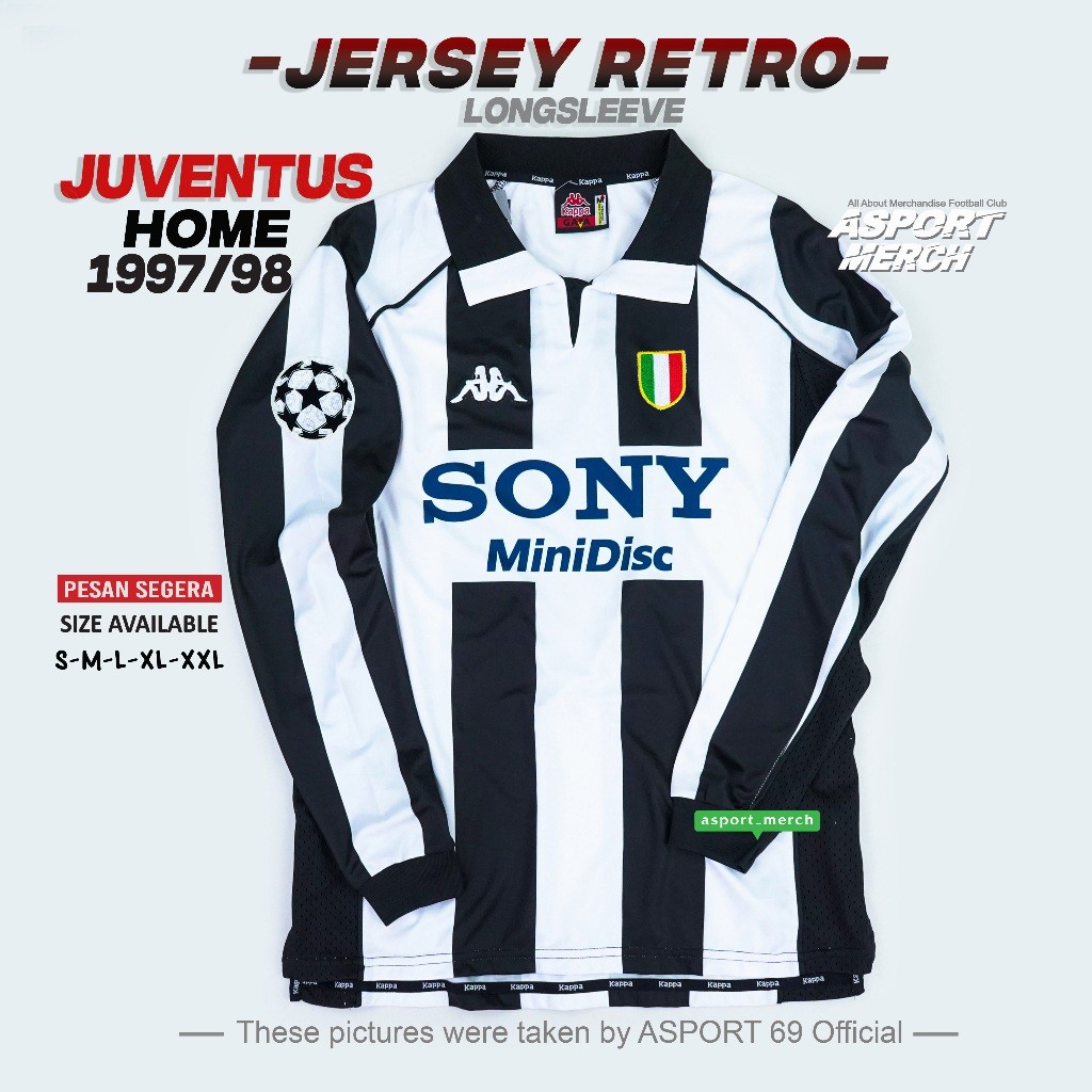 ASPORT JUVENTUS RETRO HOME 1997 1998 LONG SLEEVE  RETRO JUVE 97 98 HOME LENGAN PANJANG