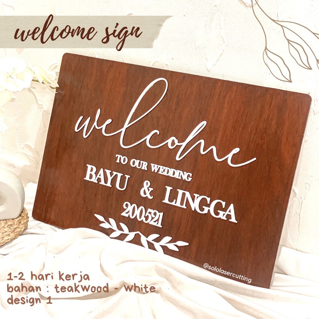 Welcome Sign 60 X 40 / Dekorasi Lamaran / Wooden Sign / Wedding Sign Wedding Sign /Dekorasi Lamaran/