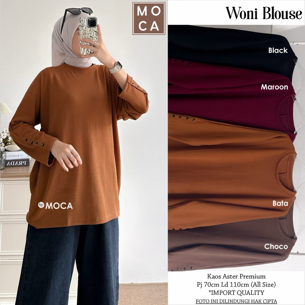 Woni blouse atasan Polos Jumbo Allsize Premium kaos aster ginal  Moca Berlabelalya store