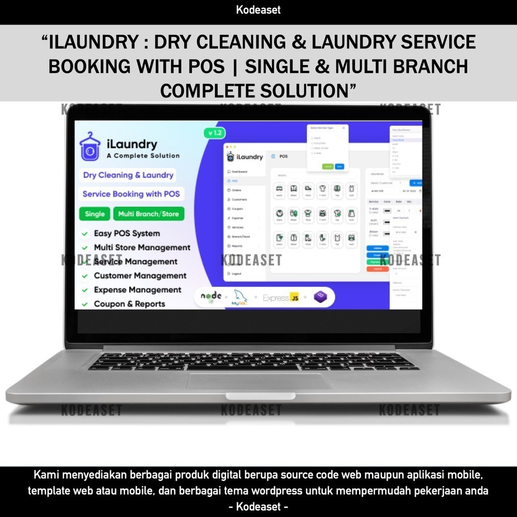 SOURCE CODE APLIKASI WEB ILAUNDRY : DRY CLEANING & LAUNDRY SERVICE BOOKING WITH POS | SINGLE & MULTI