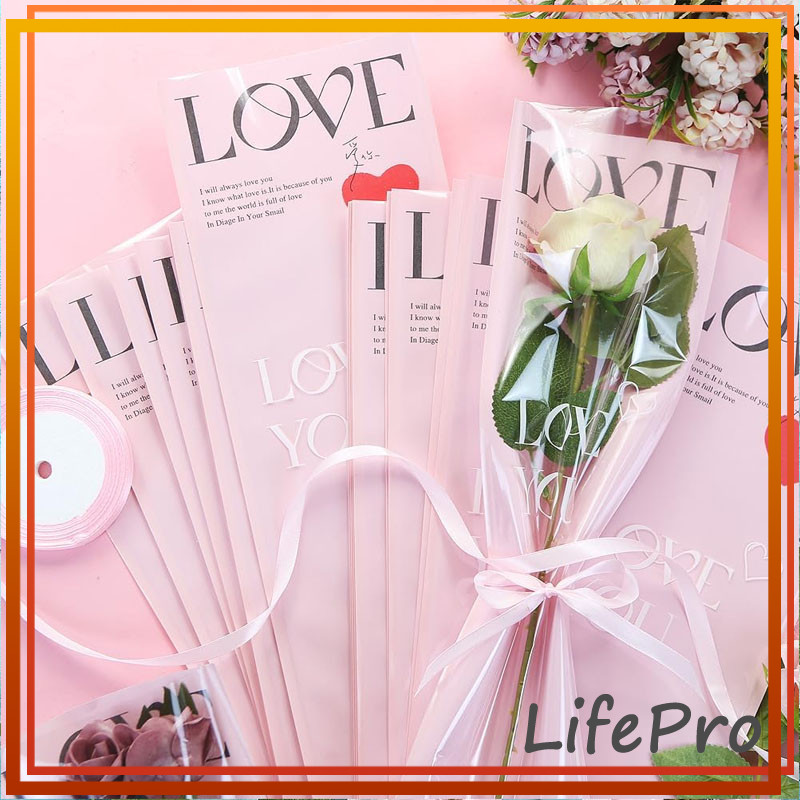 

20PCS Plastik Bunga Single Flower Tulisan Love Printed Korean Style Plastik Bunga