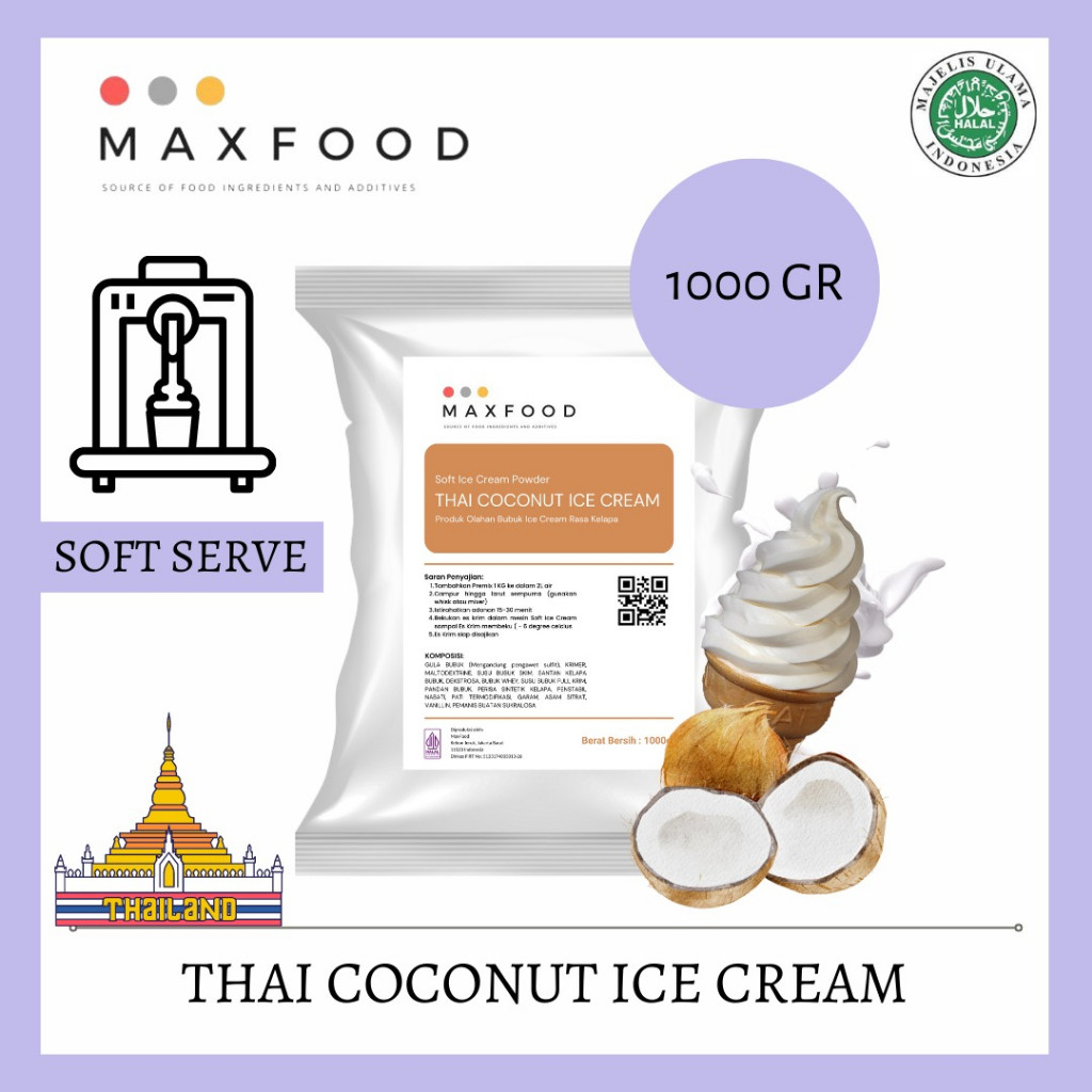 

new offer MAXFOOD - Soft Thai Coconut Ice Cream Powder / Bubuk Soft Es Krim Rasa Kelapa 1 KG