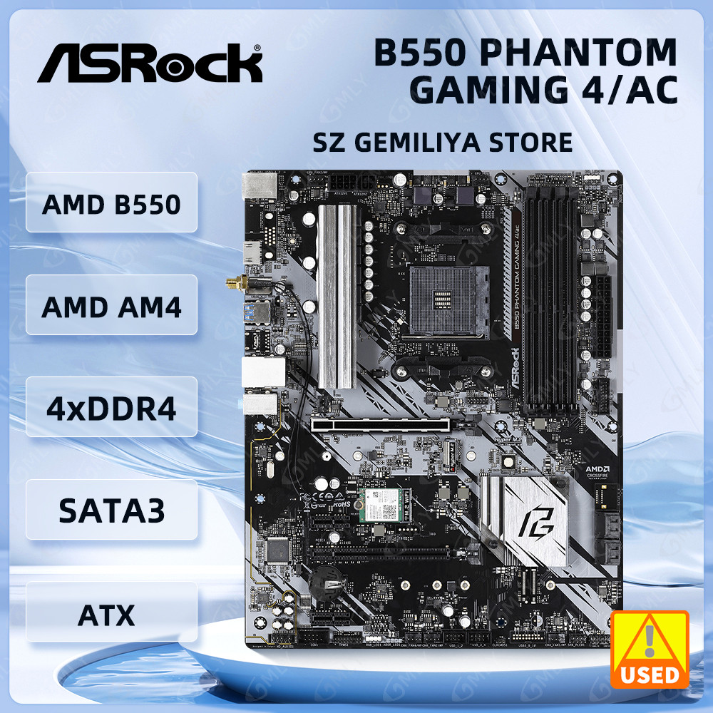ASROCK B550 Motherboard B550 PHANTOM GAMING 4/ac  Motherboard Socket AM4 DDR4 128GB support Ryzen 5 