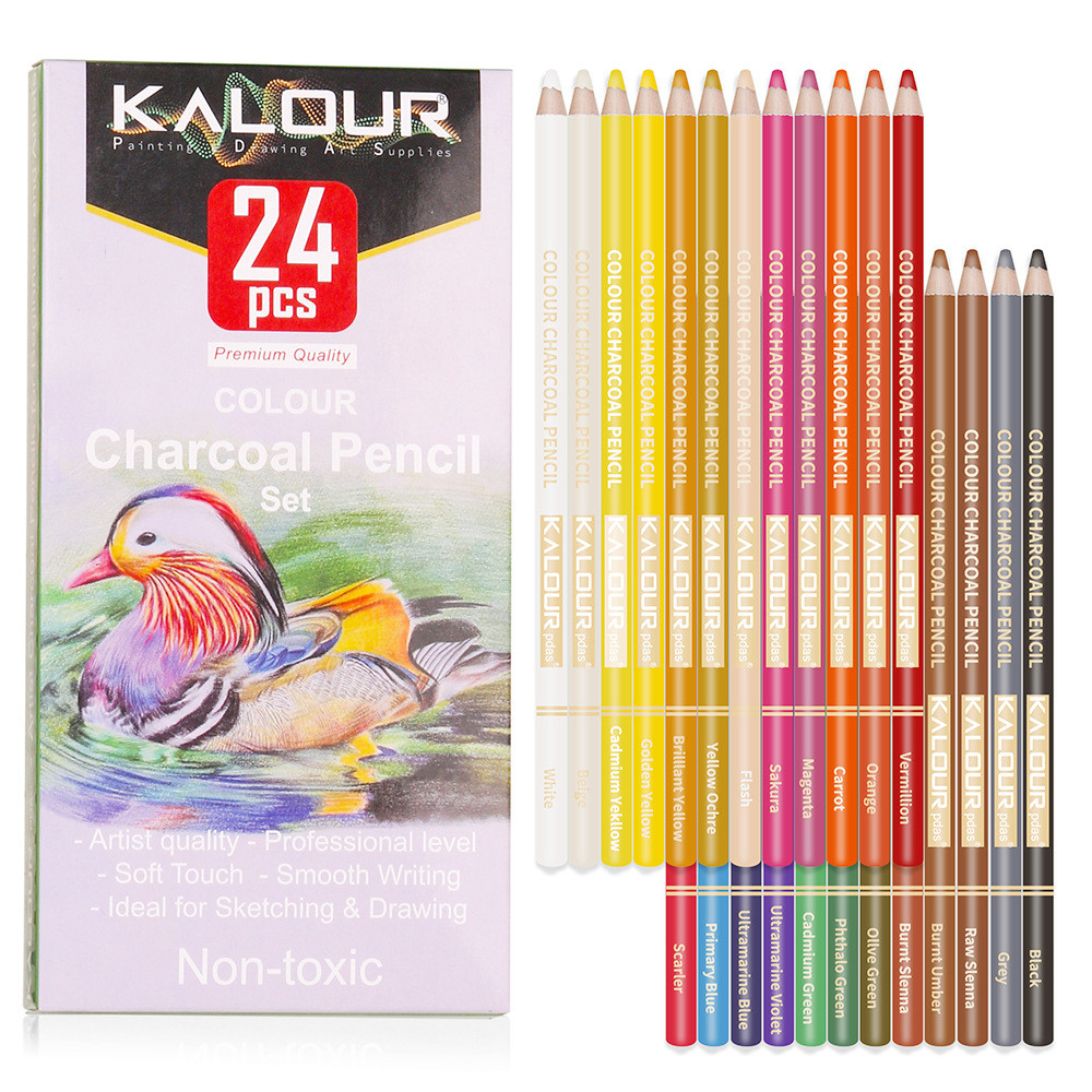 

KALOUR 24 Colors Pastel Colored Pencils Drawing Sketching Colored carbon Pencils Coloring Pencils Students Artist Art Supplies