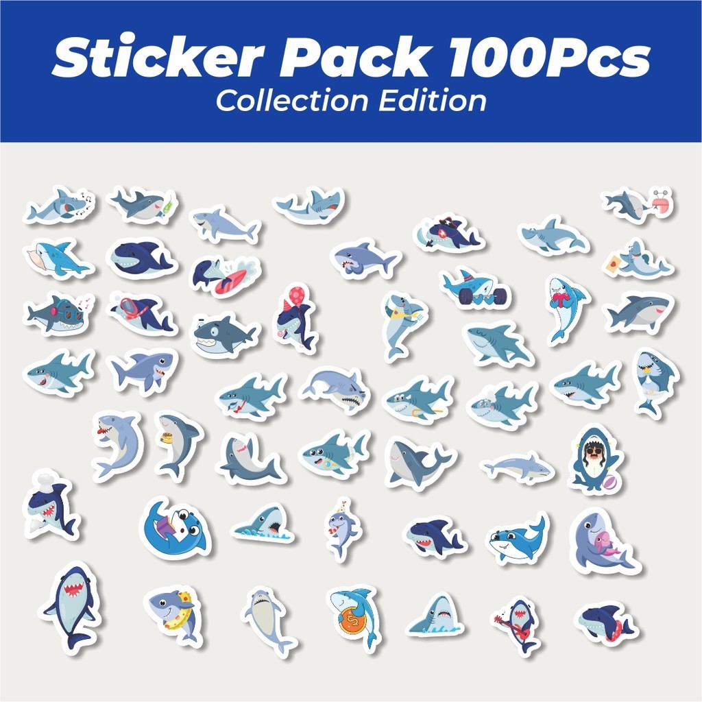 

Hot Hewan Ikan Hiu Lucu Anti Air Stikers Berperekat Waterproof Sticker Decal Buat Motor Helm Buku Journal Koper Casing HP Laptop Botol Minum