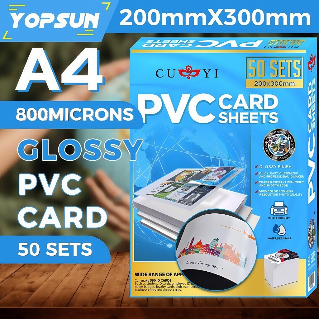

New Cuyi PVC Sheet A4 Tebal 0.76mm Kertas ID Card Super White 50 Lembar (500 Kartu) Bahan Premium Cocok Printer Inkjet, Gratis Ongkir & DiskonPremium