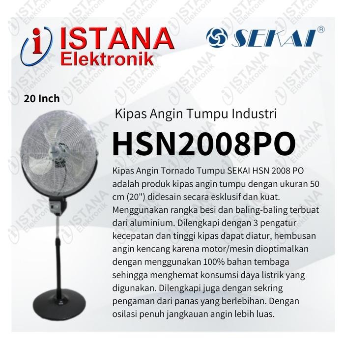 SEKAI KIPAS ANGIN 20 INCH BESI TUMPU/BERDIRI INDUSTRI TURBO HSN2008PO