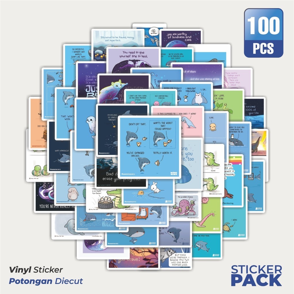 

MURAH 100 PCS Stiker Animal Under The Sea [Binatang Dibawah Laut] Waterproof Aesthetic- Untuk Laptop, Motor, dan Helm - Paper Stationery Pack