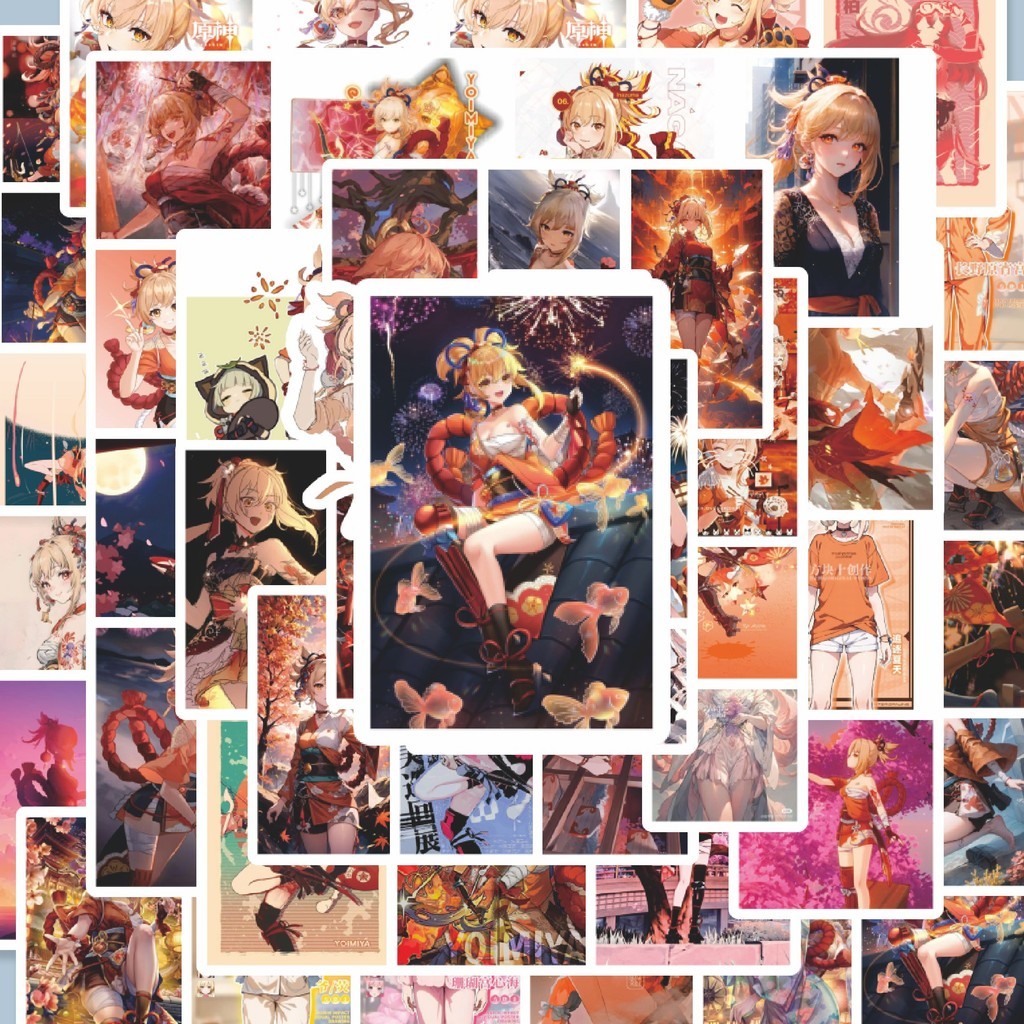 

100PCS Lucu Stiker Anime Yoimiya Stiker Aesthetic Stiker Anti Air Stikers Berperekat Waterproof sticker decal buat Motor Helm Buku Journal Koper Casing HP Laptop Botol Minum Hadiah anak