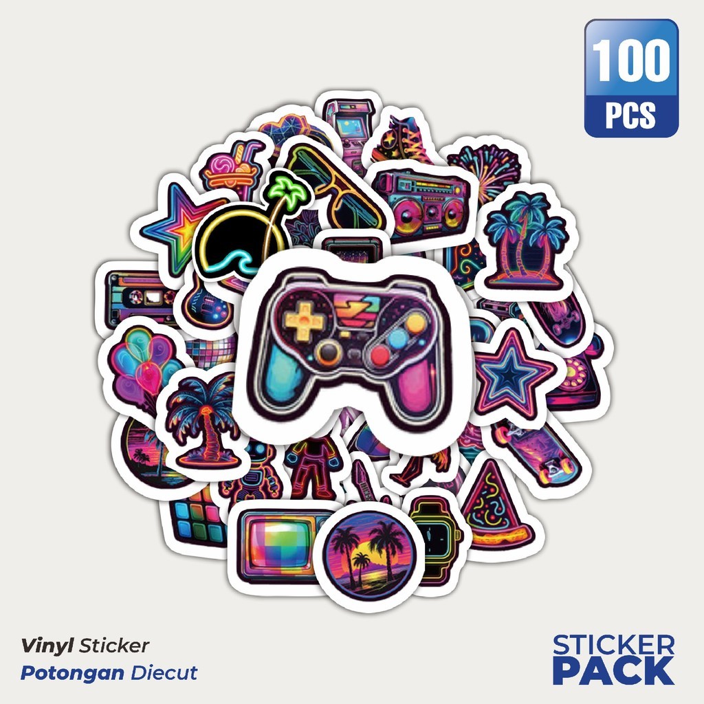 

MURAH 100 PCS Stiker Neon Grafiti Waterproof Aesthetic- Untuk Laptop, Motor, dan Helm - Paper Stationery Pack