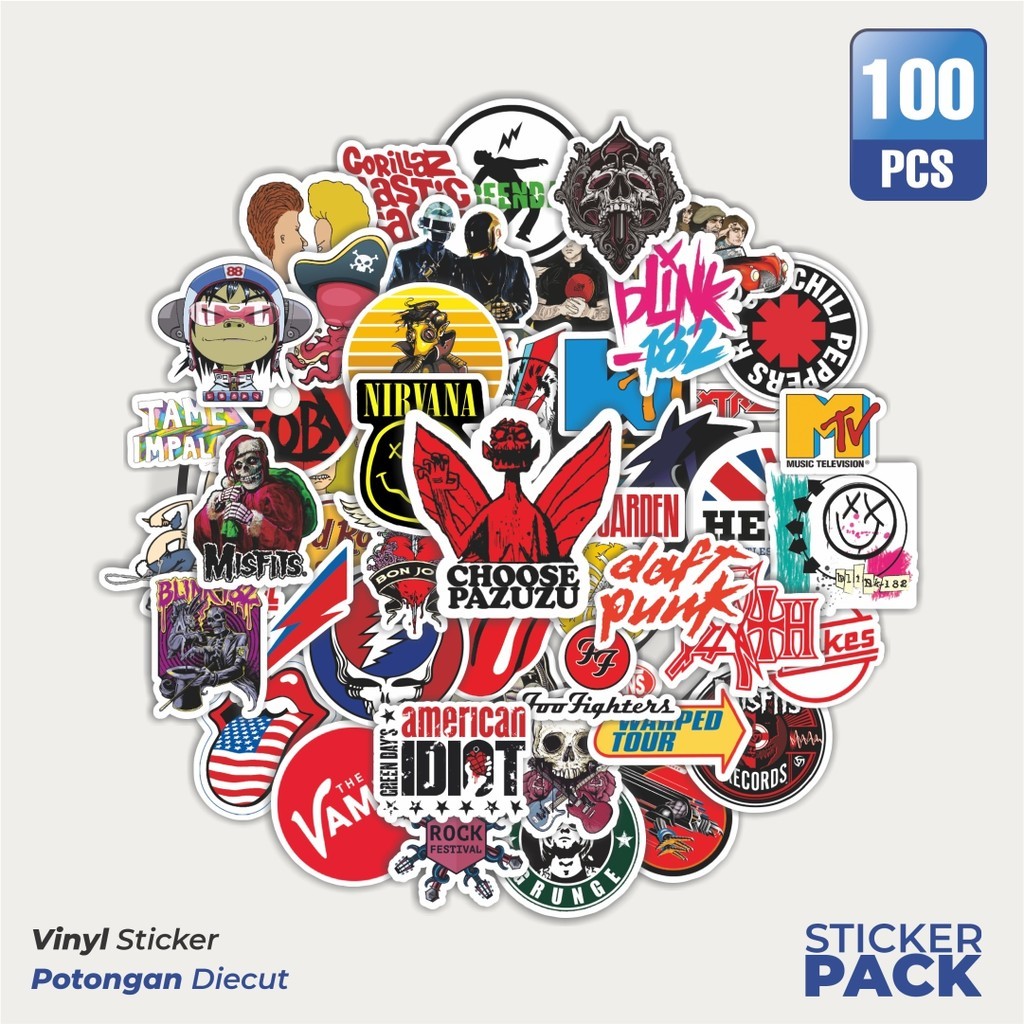 

Stiker Vinyl Stiker Random Logo Band Versi 5 Waterproof Aesthetic- Untuk Laptop, Motor, dan Helm - Paper Stationery Pack