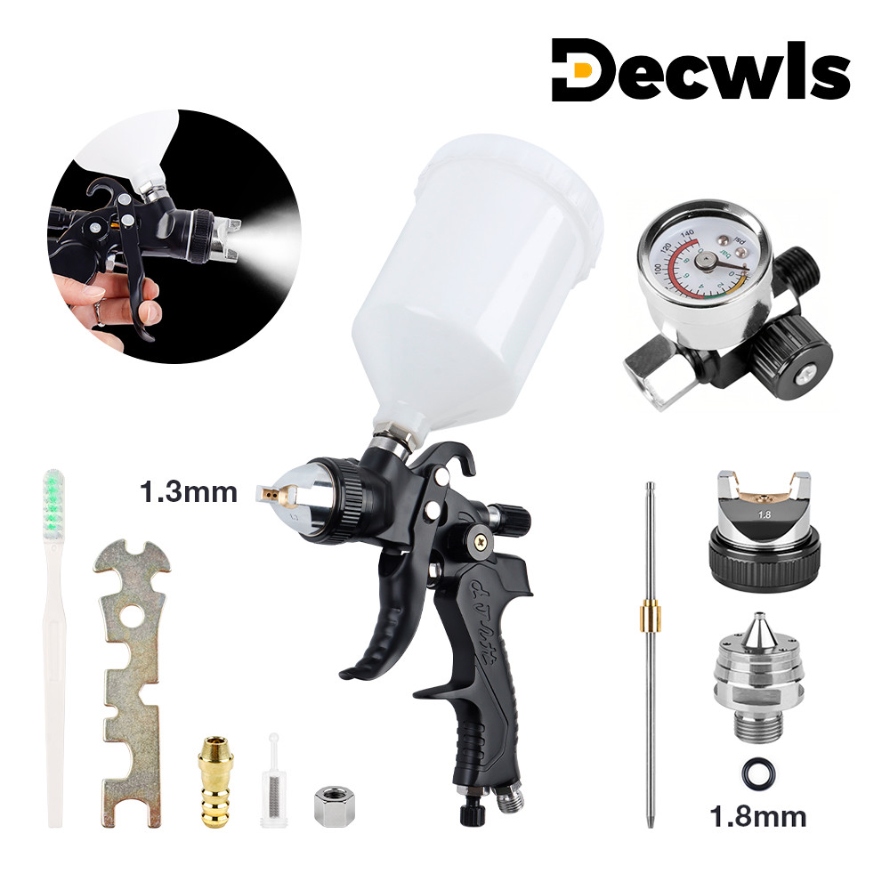 

1.3mm/1.8mm Caliber Paint Spray Gun Household Pneumatic Spray Gun 600ml High Atomization HVLP Spray Gun Cordless Pneumatic Tool