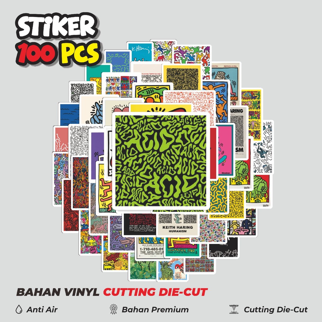 

Terbaru! 50 pcs Stiker Lukisan Keith Haring Dekorasi Lucu Kreatif untuk Notebook, Skateboard, HP