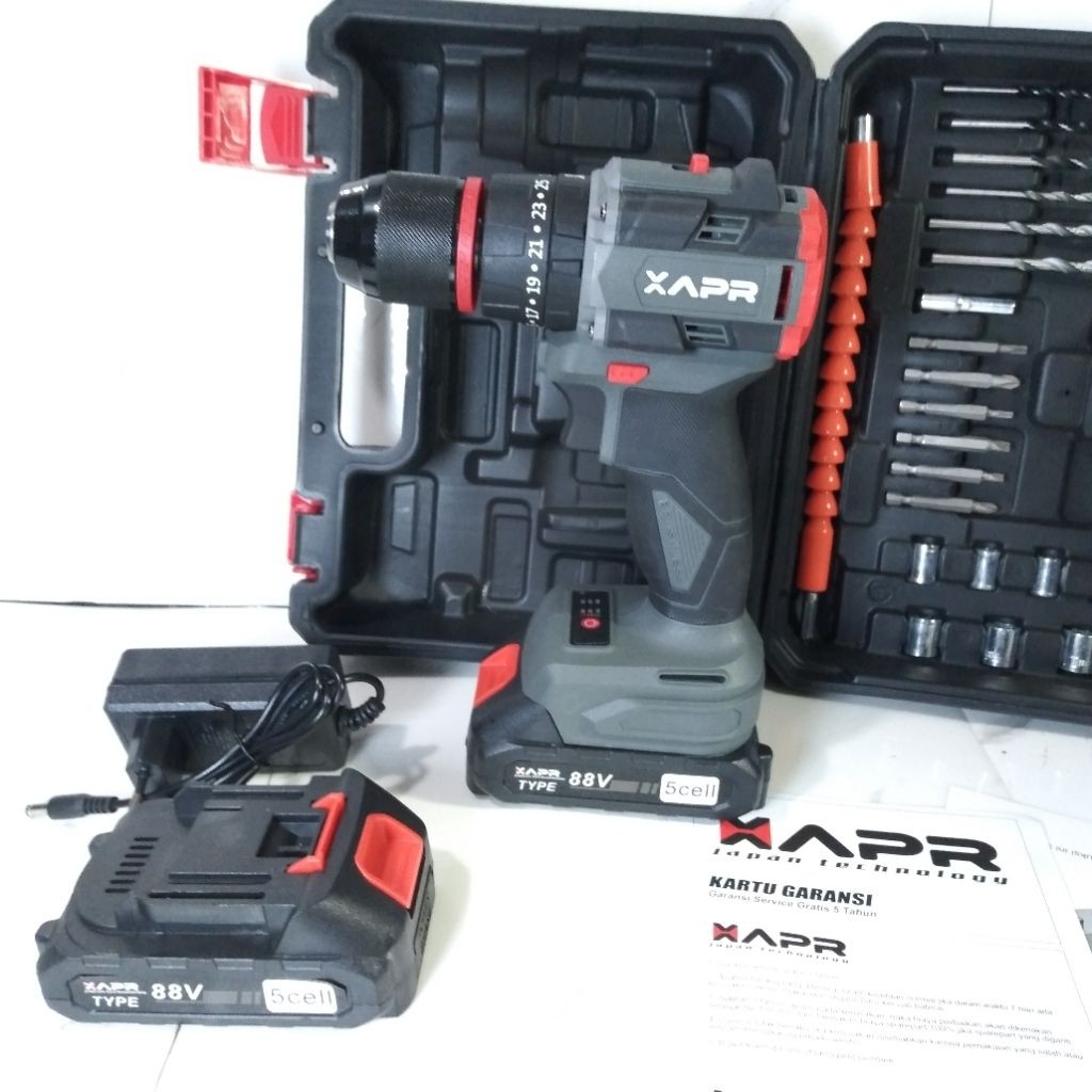 Bor Cordless APR AP34+ Chuck 13mm Impact Drill Brushless Soket Batrai LXT
