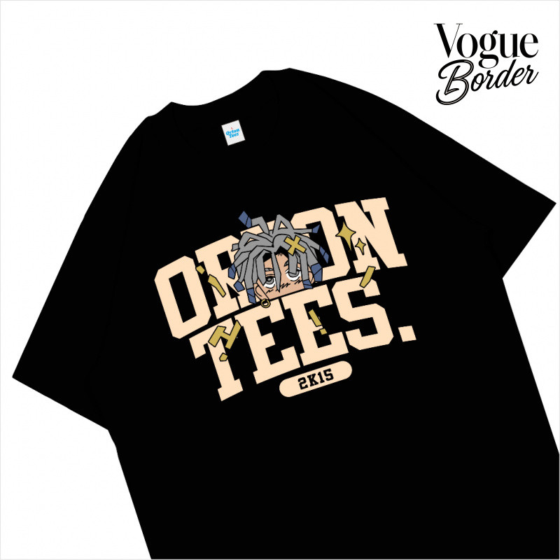 VOGUE BORDER ORTONTEES LAZY Baju Kaos HITAM Pria Wanita lengan pendek Kaos Distro Combed Atasan paka
